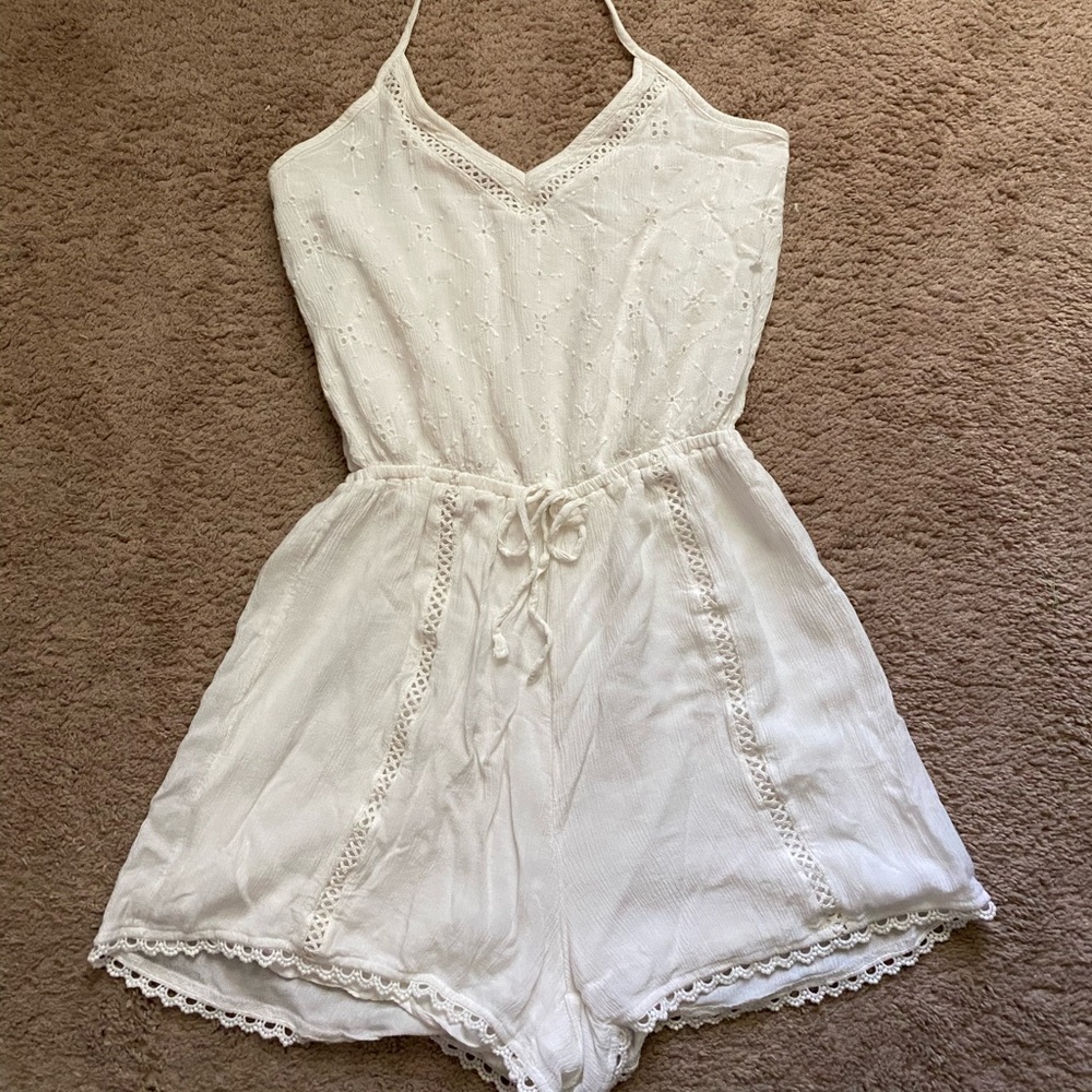 Hollister White Halter Romper